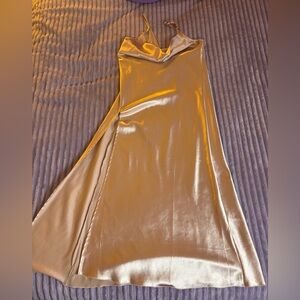 Elegant Pink Silk Satin Slip Dress